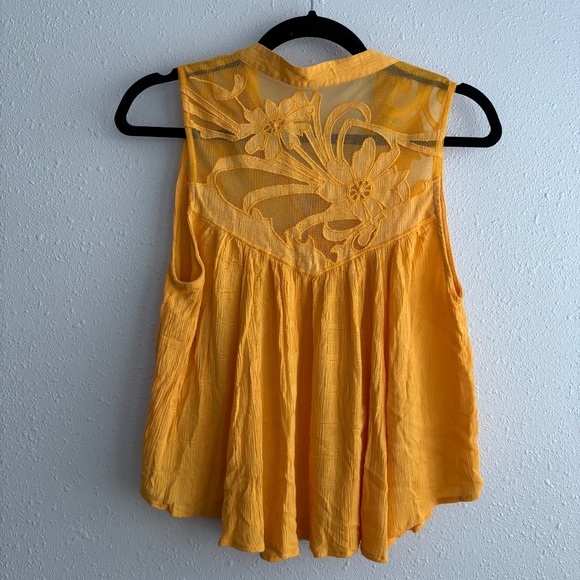 Free People Yellow Crosshatch Mesh Tank Top - Picture 4 of 8